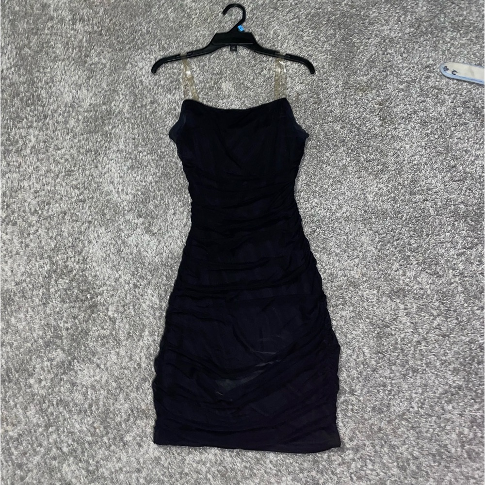 AKIRA BLACK BODYCON DRESS ROUCHING SIZE SMALL